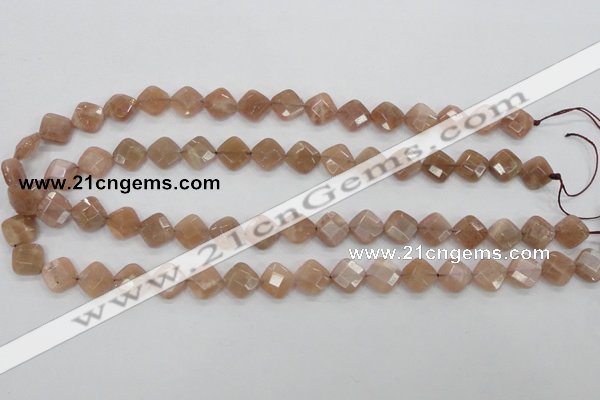 CMS105 15.5 inches 10*10mm faceted diamond moonstone gemstone beads