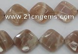 CMS106 15.5 inches 14*14mm faceted diamond moonstone gemstone beads