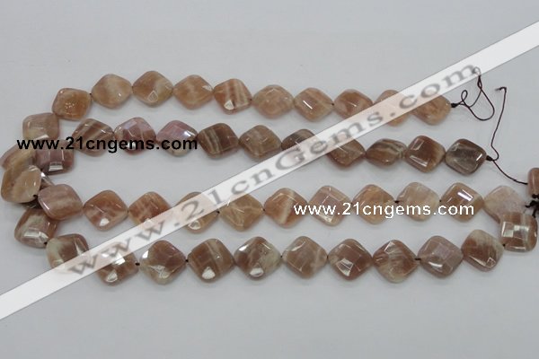 CMS106 15.5 inches 14*14mm faceted diamond moonstone gemstone beads