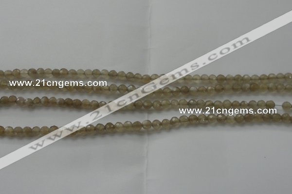 CMS1066 15.5 inches 4mm faceted round grey moonstone beads wholesale