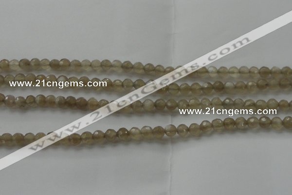 CMS1067 15.5 inches 6mm faceted round grey moonstone beads wholesale