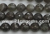 CMS1076 15.5 inches 8mm faceted round grey moonstone beads wholesale