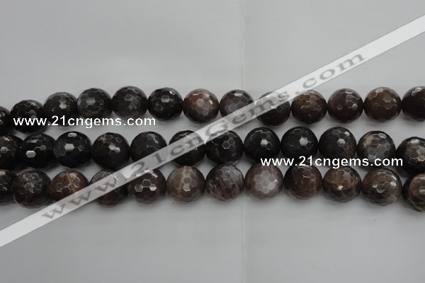 CMS1078 15.5 inches 12mm faceted round grey moonstone beads wholesale