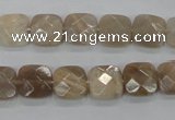 CMS108 15.5 inches 10*10mm faceted square moonstone gemstone beads