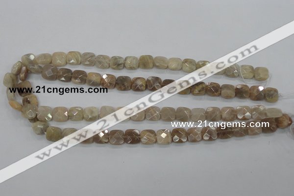 CMS108 15.5 inches 10*10mm faceted square moonstone gemstone beads