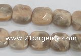 CMS109 15.5 inches 15*15mm faceted square moonstone gemstone beads