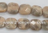 CMS109 15.5 inches 15*15mm faceted square moonstone gemstone beads