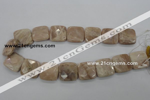 CMS111 15.5 inches 25*25mm faceted square moonstone gemstone beads