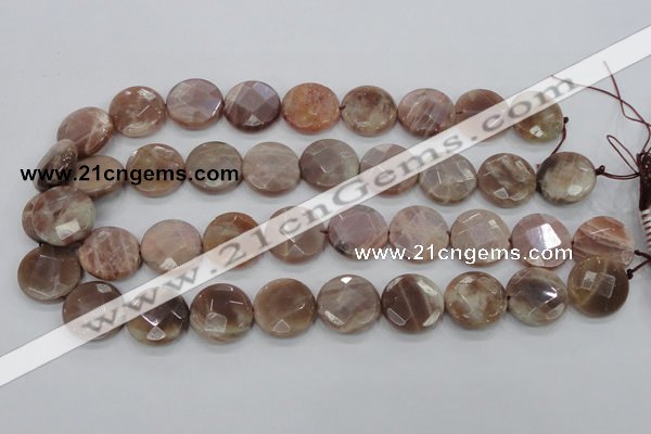 CMS113 15.5 inches 20mm faceted coin moonstone gemstone beads