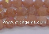 CMS1132 15.5 inches 8mm faceted nuggets peach moonstone beads