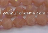 CMS1133 15.5 inches 10mm faceted nuggets peach moonstone beads