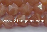 CMS1134 15.5 inches 12mm faceted nuggets peach moonstone beads