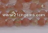 CMS1136 15.5 inches 6mm faceted nuggets rainbow moonstone beads