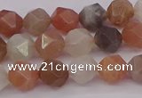 CMS1137 15.5 inches 8mm faceted nuggets rainbow moonstone beads