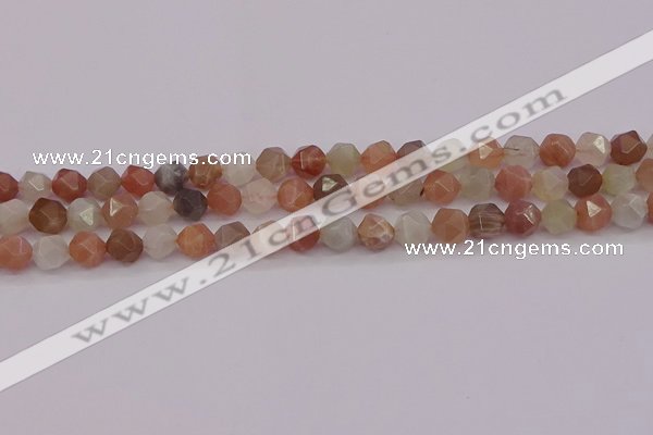 CMS1137 15.5 inches 8mm faceted nuggets rainbow moonstone beads