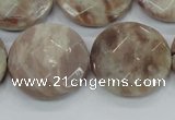 CMS114 15.5 inches 25mm faceted coin moonstone gemstone beads