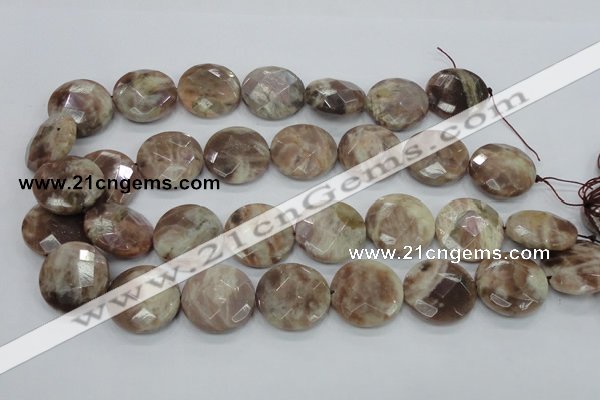 CMS114 15.5 inches 25mm faceted coin moonstone gemstone beads