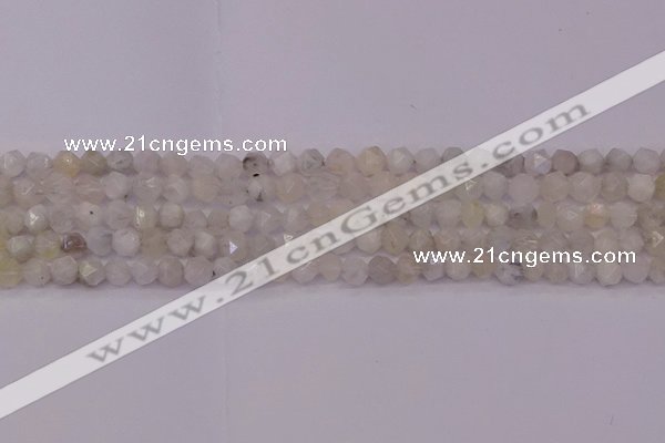 CMS1153 15.5 inches 6mm faceted nuggets white moonstone beads