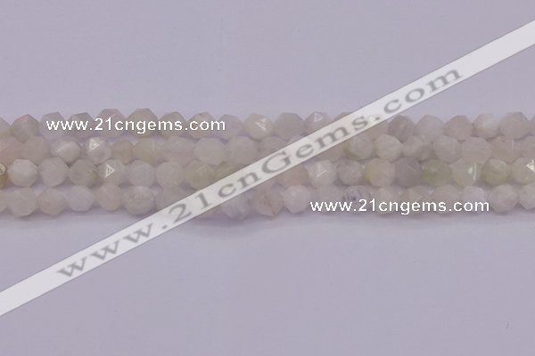 CMS1154 15.5 inches 8mm faceted nuggets white moonstone beads