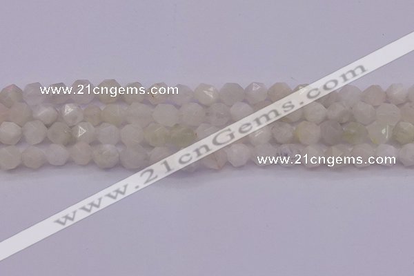 CMS1155 15.5 inches 10mm faceted nuggets white moonstone beads