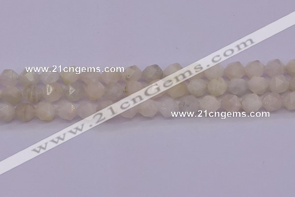 CMS1156 15.5 inches 12mm faceted nuggets white moonstone beads