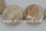 CMS116 15.5 inches 25mm faceted coin moonstone gemstone beads