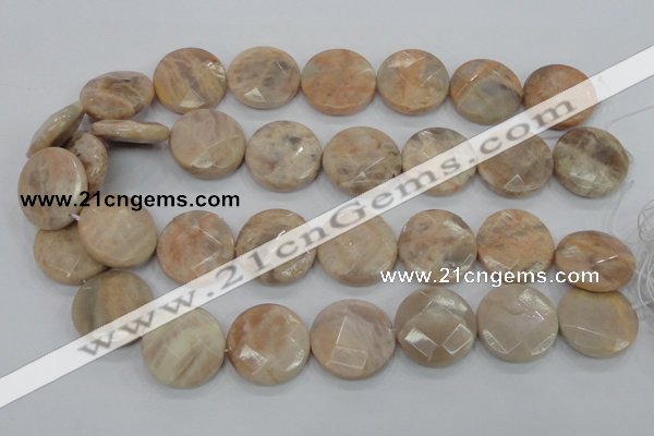 CMS116 15.5 inches 25mm faceted coin moonstone gemstone beads