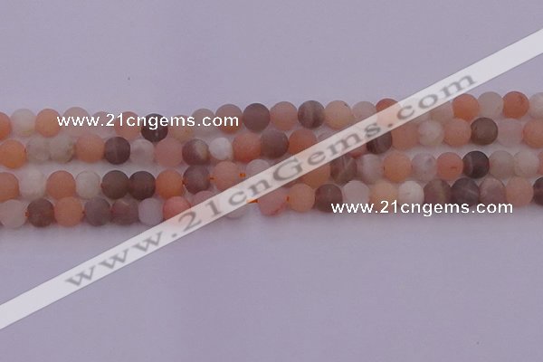 CMS1160 15.5 inches 6mm round matte rainbow moonstone beads