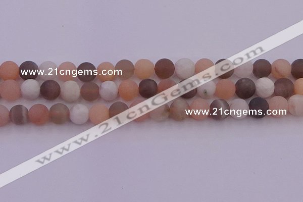 CMS1161 15.5 inches 8mm round matte rainbow moonstone beads