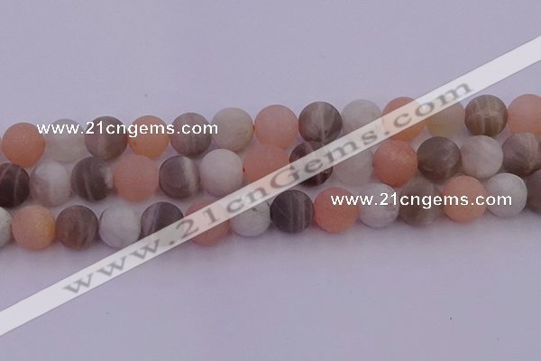 CMS1162 15.5 inches 10mm round matte rainbow moonstone beads