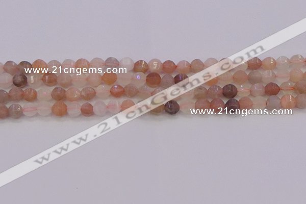 CMS1166 15.5 inches 6mm faceted round rainbow moonstone beads