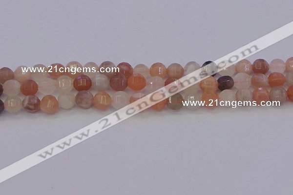 CMS1167 15.5 inches 8mm faceted round rainbow moonstone beads