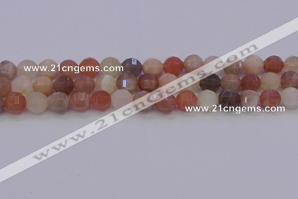 CMS1168 15.5 inches 10mm faceted round rainbow moonstone beads