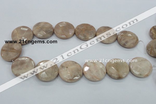 CMS117 15.5 inches 30mm faceted coin moonstone gemstone beads