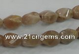 CMS118 15.5 inches 8*12mm twisted rice moonstone gemstone beads
