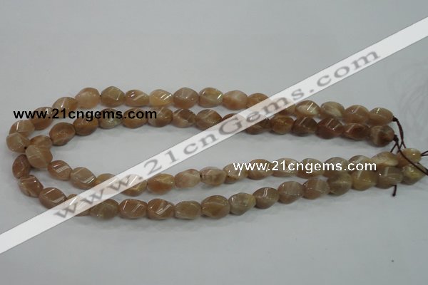 CMS118 15.5 inches 8*12mm twisted rice moonstone gemstone beads