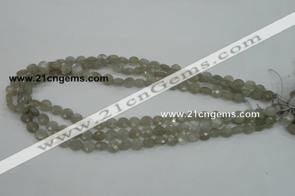 CMS129 15.5 inches 8mm faceted coin moonstone gemstone beads
