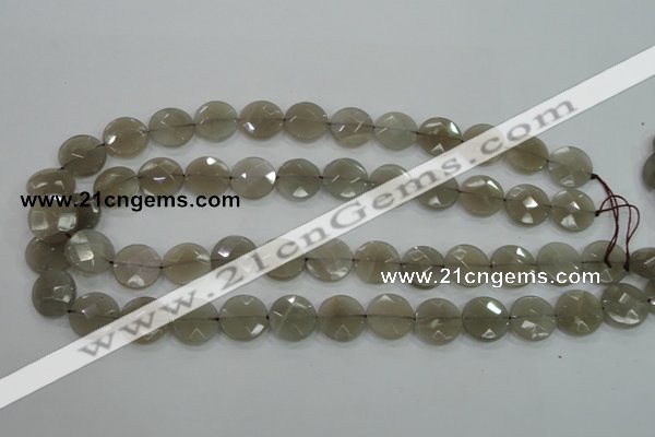 CMS130 15.5 inches 14mm faceted coin moonstone gemstone beads