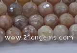 CMS1301 15.5 inches 6mm faceted round AB-color moonstone beads