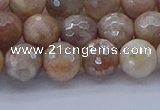 CMS1302 15.5 inches 8mm faceted round AB-color moonstone beads