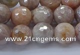 CMS1303 15.5 inches 10mm faceted round AB-color moonstone beads