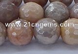 CMS1305 15.5 inches 14mm faceted round AB-color moonstone beads