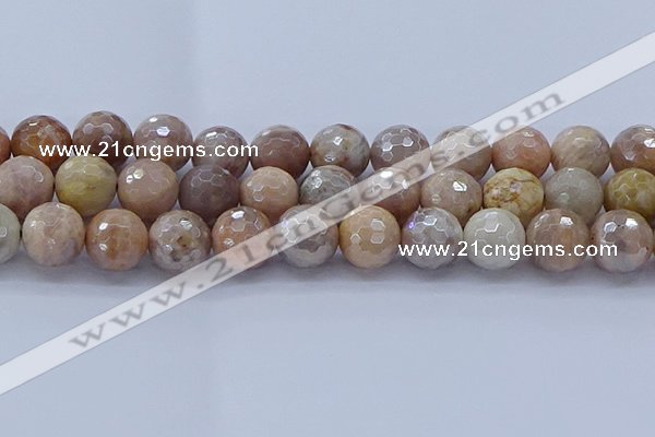 CMS1306 15.5 inches 16mm faceted round AB-color moonstone beads