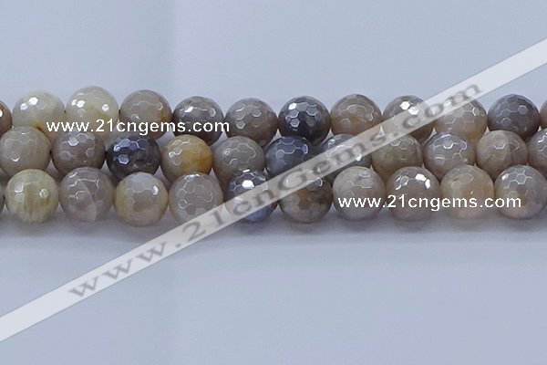 CMS1316 15.5 inches 16mm faceted round AB-color grey moonstone beads