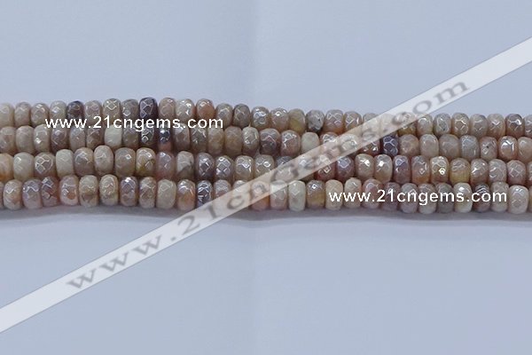 CMS1321 15.5 inches 4*6mm faceted rondelle AB-color moonstone beads