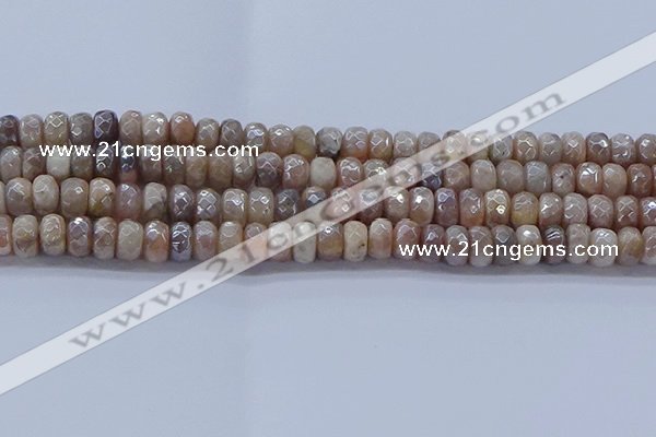 CMS1322 15.5 inches 5*8mm faceted rondelle AB-color moonstone beads