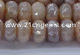 CMS1323 15.5 inches 6*10mm faceted rondelle AB-color moonstone beads