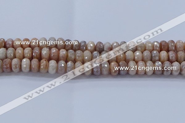 CMS1323 15.5 inches 6*10mm faceted rondelle AB-color moonstone beads