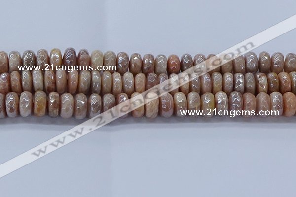 CMS1324 15.5 inches 7*12mm faceted rondelle AB-color moonstone beads