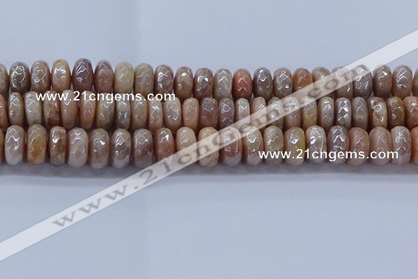 CMS1325 15.5 inches 7*14mm faceted rondelle AB-color moonstone beads